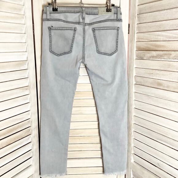 IRO Aujuste Low Rise Gray Skinny Cropped Jeans Black Contrast Stitching 26 - Picture 3 of 6
